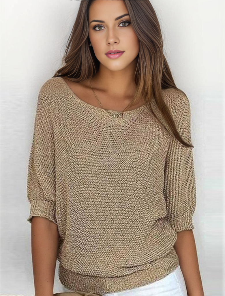 MILA - Schicker goldfarbener einfarbiger Pullover