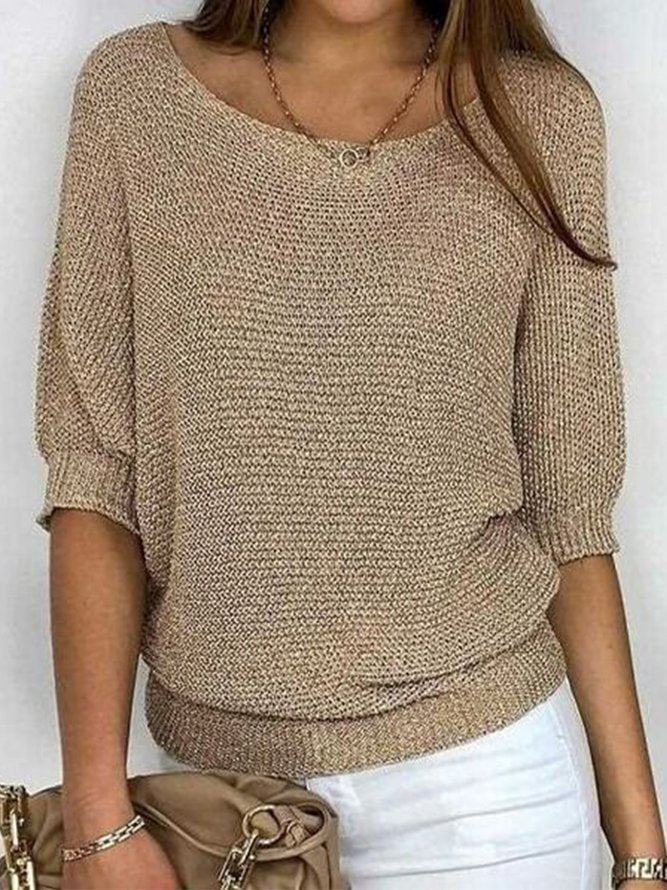 MILA - Schicker goldfarbener einfarbiger Pullover