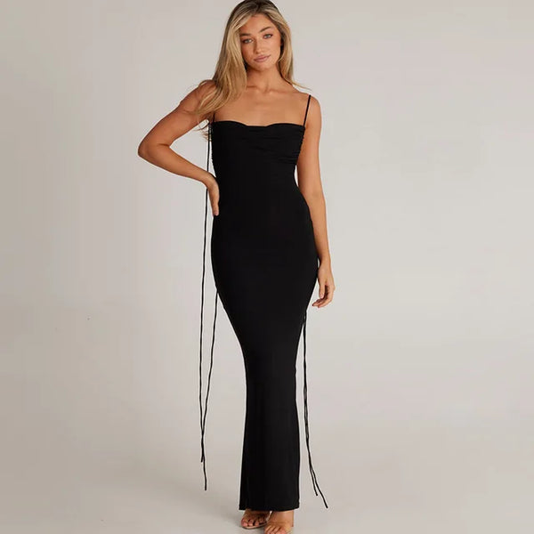 IRMA - Damen Rückenfreies Maxi Bodycon Kleid