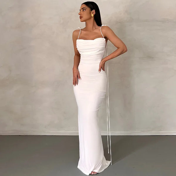 IRMA - Damen Rückenfreies Maxi Bodycon Kleid