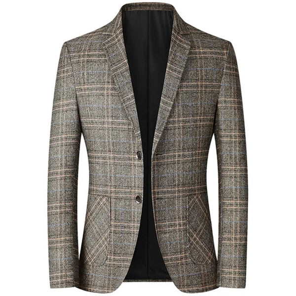 FABIAN - Herren Slim Fit Britischer Karoformaler Anzugblazer