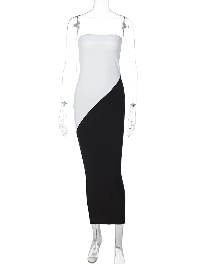 JULIANE - Damen trägerloses Bodycon Midi Abschlussballkleid