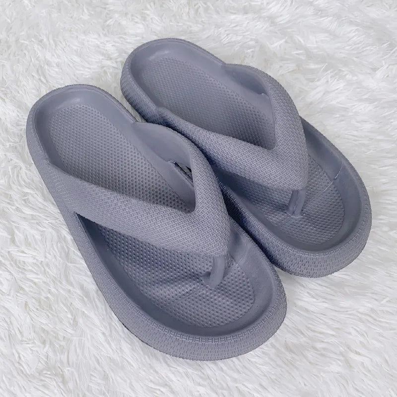 LEO - Unisex Soft Sole EVA Flip Flops: Sommer Strand Rutschfeste Wolken Hausschuhe mit Dicker Plattform und Clip Toe