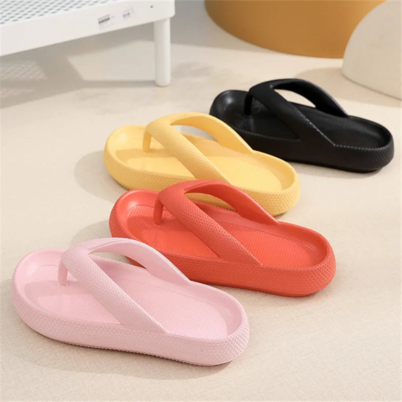 LEO - Unisex Soft Sole EVA Flip Flops: Sommer Strand Rutschfeste Wolken Hausschuhe mit Dicker Plattform und Clip Toe