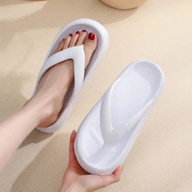 LEO - Unisex Soft Sole EVA Flip Flops: Sommer Strand Rutschfeste Wolken Hausschuhe mit Dicker Plattform und Clip Toe