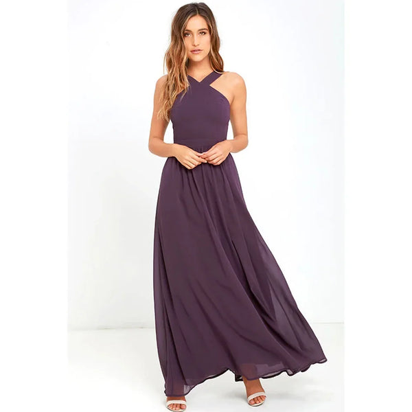 GRETA - Damen ärmelloses Maxikleid aus Chiffon im Boho-Stil mit Empire-Taille - Elegante Hohlsaum-Häkeldetails