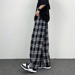 Lisa's Lässige Karo-Hose | Damenmode mit weitem Schnitt für Hiphop Streetwear