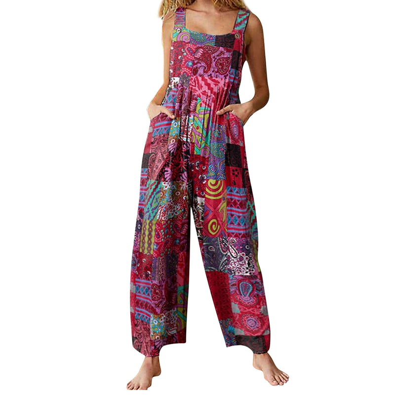 Ethno-Stil Damen Jumpsuits | Sommerliche Overalls mit Multicolor-Muster