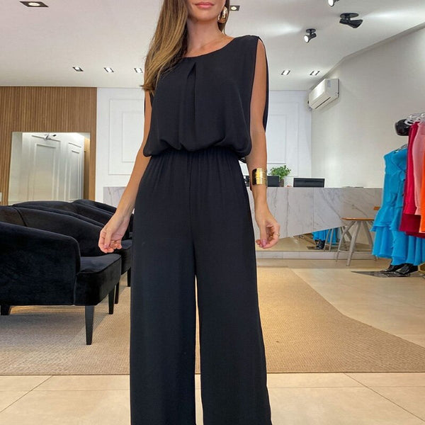 INES - Schicker schwarzer modischer Jumpsuit