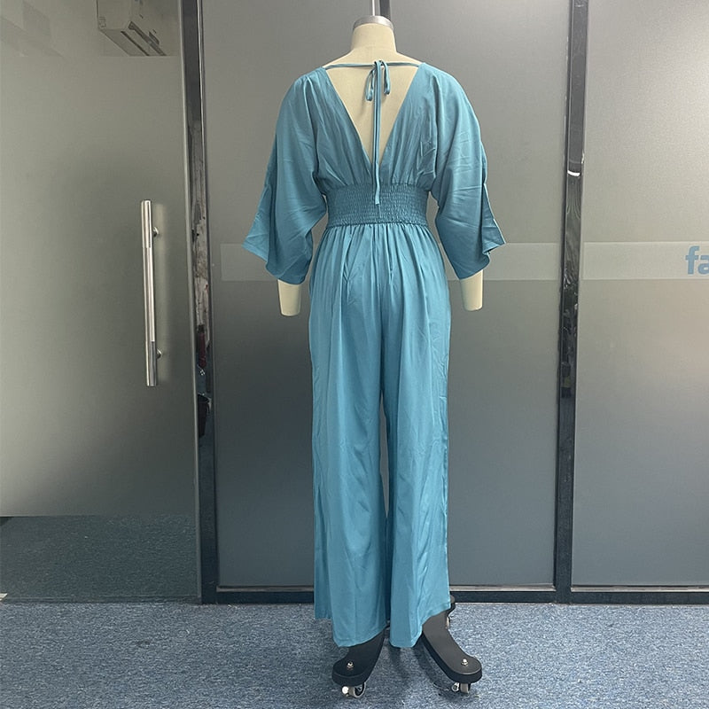 Hannah's Hochmoderner Einteiler | Lässiger Jumpsuit mit elastischem Bund und weiten Hosenbeinen