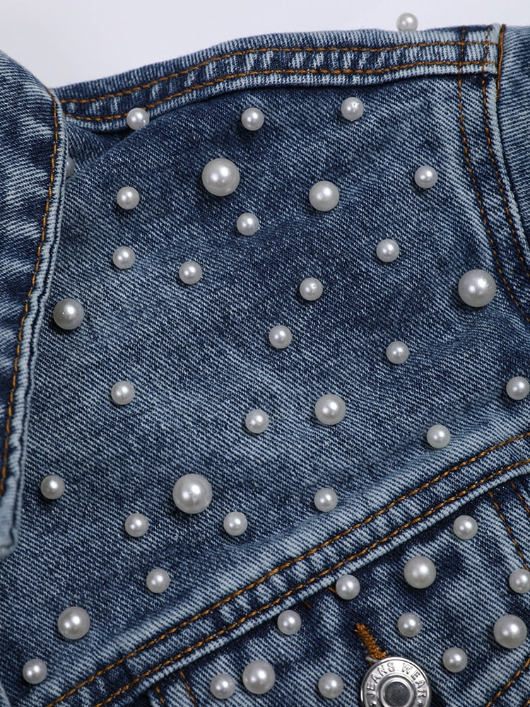 JASMIN - Perlenverzierte Eleganz: Die JASMIN Jeansjacke