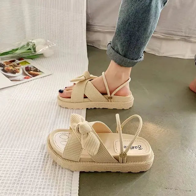 CARLOTA - Damen Flip-Flops mit Schmetterlingsknoten im römischen Stil mit dicken Sohlen