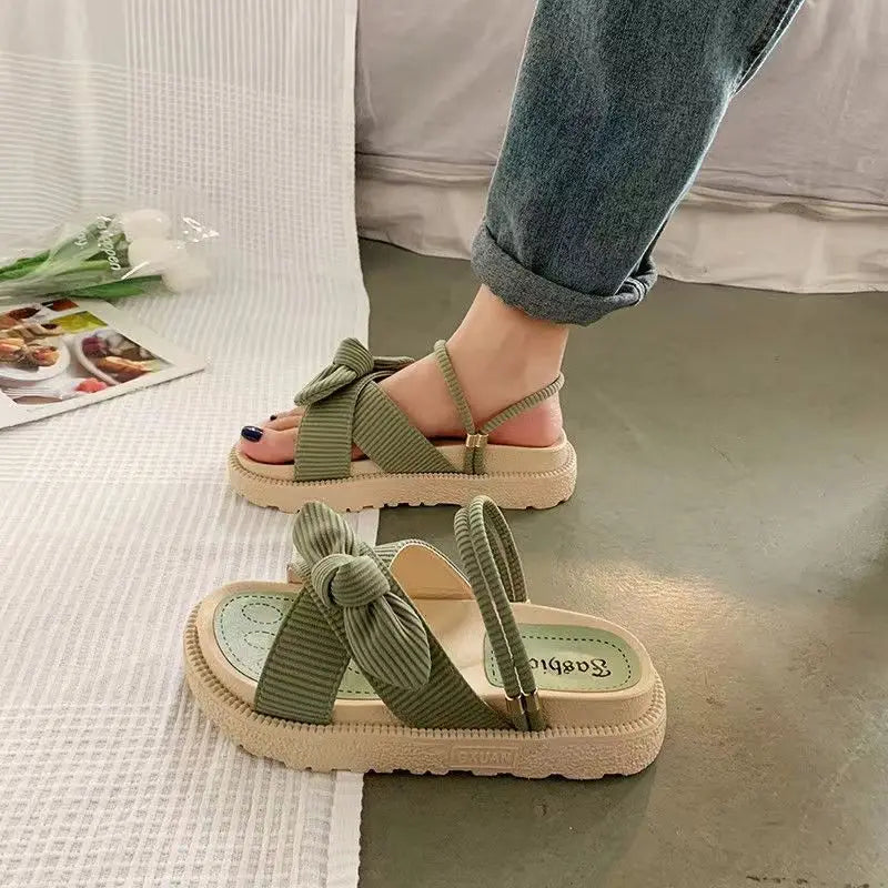 CARLOTA - Damen Flip-Flops mit Schmetterlingsknoten im römischen Stil mit dicken Sohlen