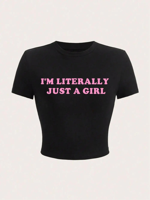 Greta - Verspieltes Crop-T-Shirt mit Buchstaben-Print