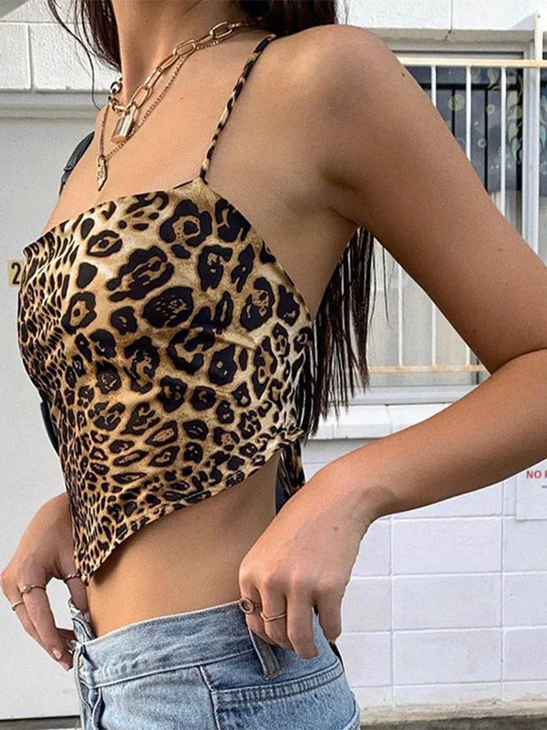 Ashley - Rückenfreies Crop Top mit Leopardenmuster