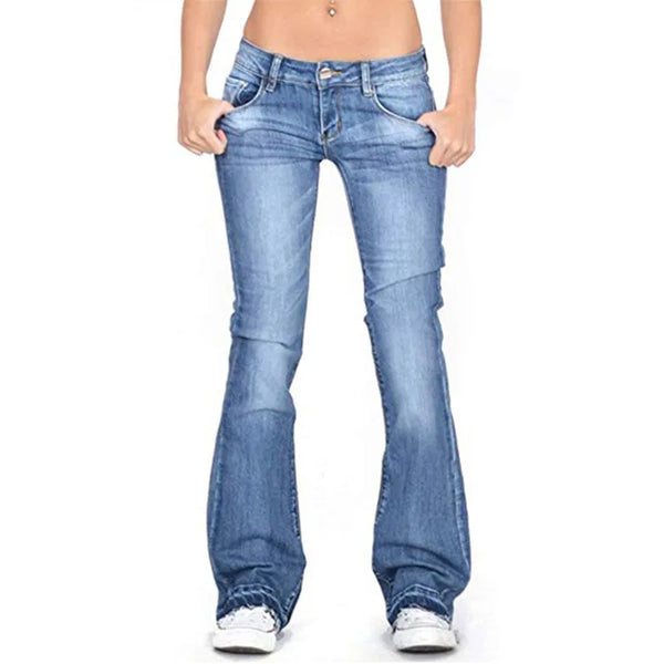 ABIGAIL - Damen Low Rise Flared Jeans: Lässige Vintage Skinny Bell Bottom Jeans