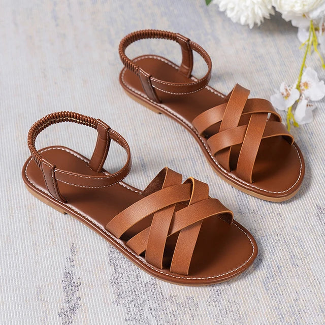 LOTTE - Damen Sommer Sandalen im römischen Stil mit Riemchen und rutschfesten Gummisohlen