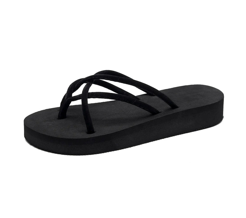 LARA – Sommermode-Plateau-Keilsandalen für Damen – Outdoor-Freizeit-Flip-Flops mit hohem Absatz, Stoffobermaterial, EVA-Sohle