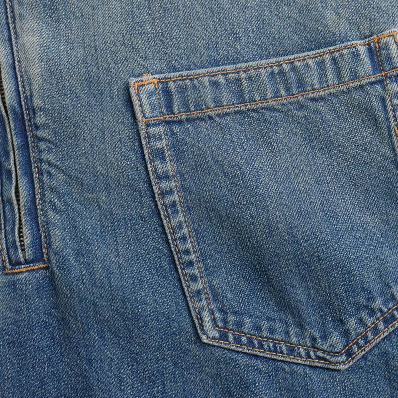 Emilia - Damen Lässiges Denim A-Linien-Kleid mit vollen Ärmeln und lockerem Schnitt mit Reverskragen