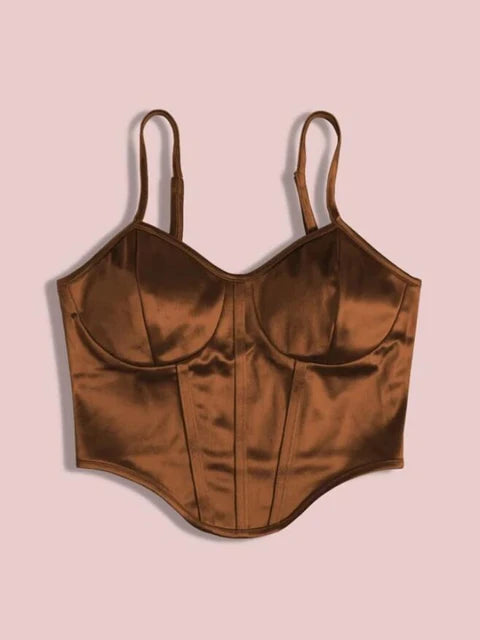 Patricia - Damen Spaghetti-Träger Satin Crop Camisole