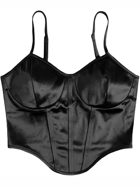 Patricia - Damen Spaghetti-Träger Satin Crop Camisole