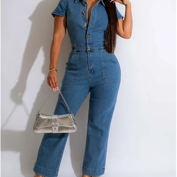 Raisa - Denim Casual Stretchy Overall