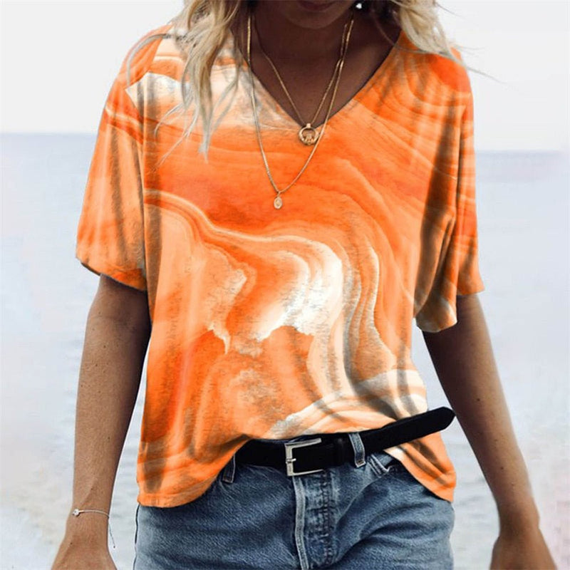 JULIA - Künstlerisches Damen-T-Shirt im Boho-Stil mit ethnischen Drucken