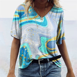 JULIA - Künstlerisches Damen-T-Shirt im Boho-Stil mit ethnischen Drucken