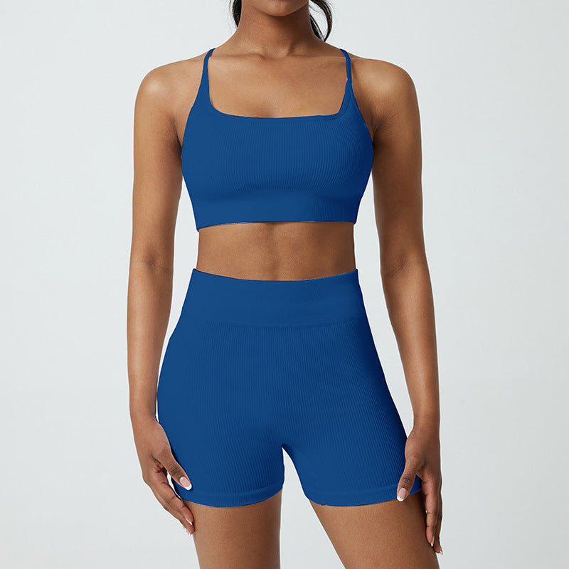 Damen Weißes Yoga-Shorts-Set | Nahtloses Fitnessoutfit